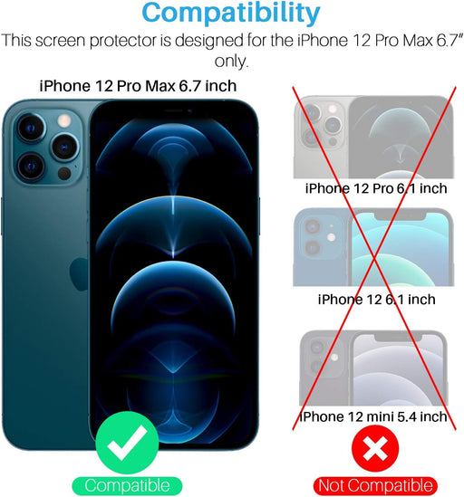 LK Paquete de 3 + 3 protectores de pantalla compatibles con iPhone 12 Pro Max de 6.7" - Quierox - Tienda Online