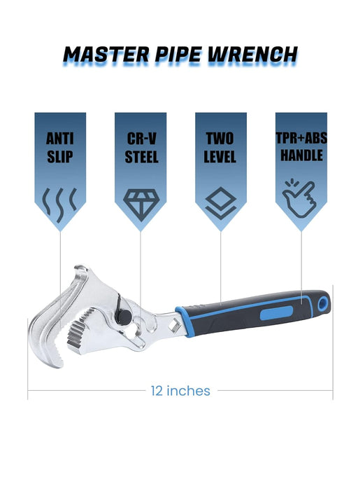Llave para tubos Lichamp de 12 pulgadas, llave de plomero forjada y autoajustable de 3/8 a 1 - 3/4" - Quierox - Tienda Online