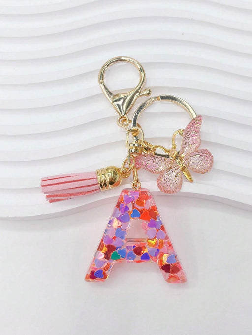 Llavero bohemio de moda para mujer, 1 unidad, con letra inglesa y cristal brillante - Quierox - Tienda Online