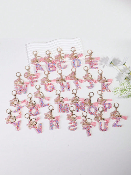 Llavero bohemio de moda para mujer, 1 unidad, con letra inglesa y cristal brillante - Quierox - Tienda Online