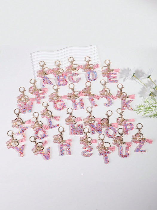 Llavero bohemio de moda para mujer, 1 unidad, con letra inglesa y cristal brillante - Quierox - Tienda Online