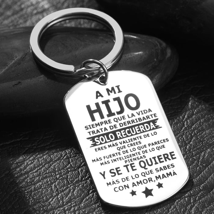Llavero de acero inoxidable, talismán popular, colgante con letra bellamente grabada - Quierox - Tienda Online