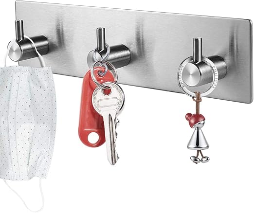 Llavero decorativo de pared, ganchos adhesivos de acero inoxidable - Quierox - Tienda Online