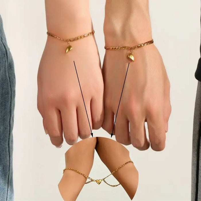 local 2 piezas Conjunto de pulseras de corazón magnético / pulseras de pareja - Quierox - Tienda Online