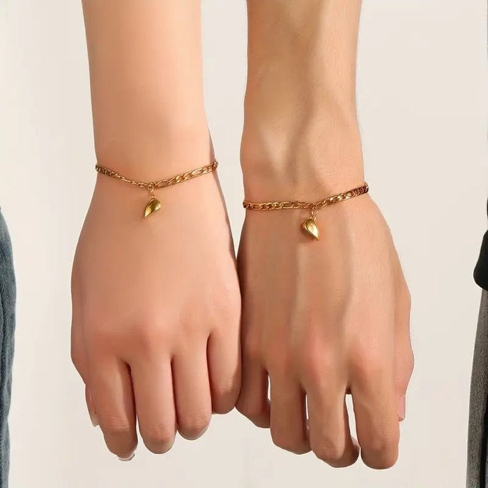 local 2 piezas Conjunto de pulseras de corazón magnético / pulseras de pareja - Quierox - Tienda Online