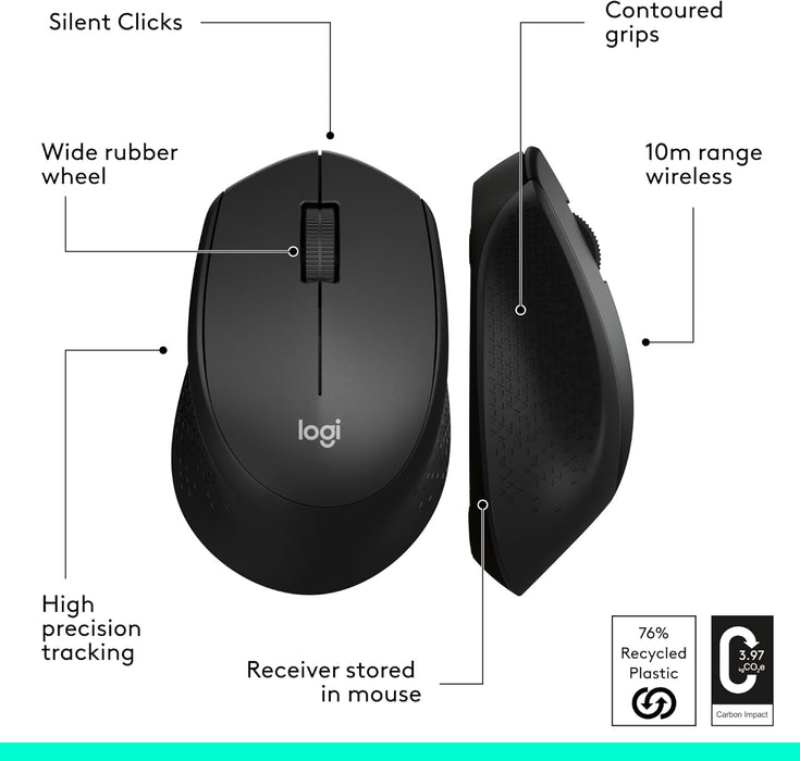 Logitech M330 Silent Plus, mouse inalámbrico grande - Quierox - Tienda Online