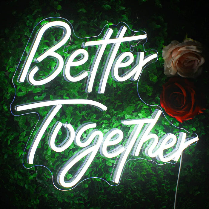 Looklight Better Together - Luz de neón LED con palabras blancas frías, letras alimentadas por USB - Quierox - Tienda Online
