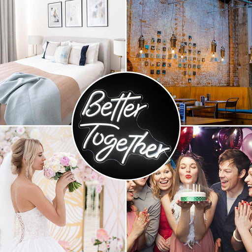 Looklight Better Together - Luz de neón LED con palabras blancas frías, letras alimentadas por USB - Quierox - Tienda Online