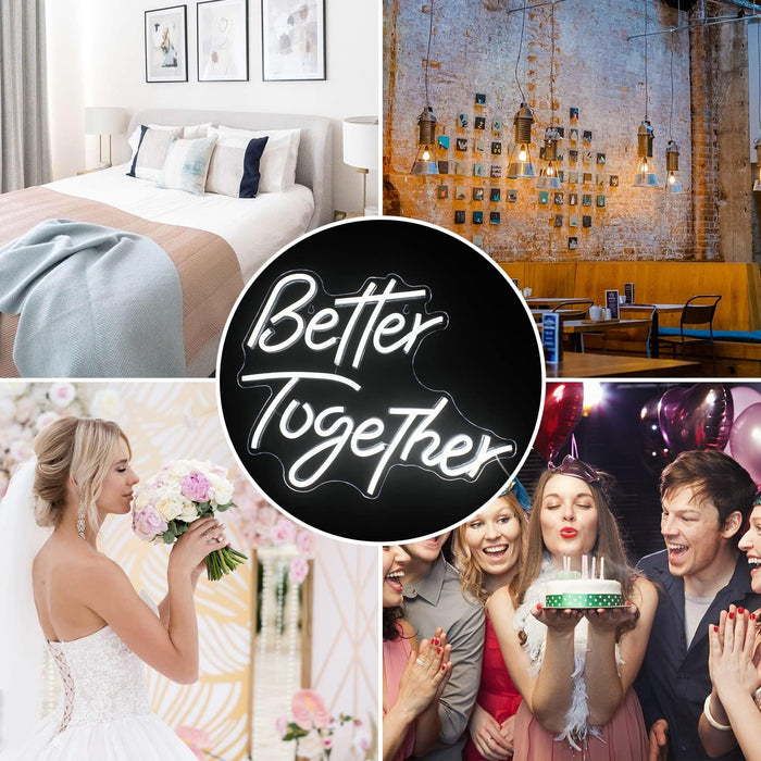 Looklight Better Together - Luz de neón LED con palabras blancas frías, letras alimentadas por USB - Quierox - Tienda Online