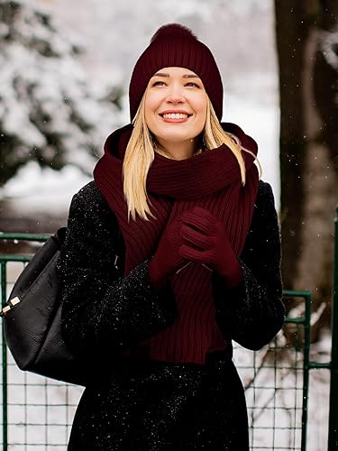 LOROME Conjunto de gorro, bufanda y guantes de invierno para mujer - Quierox - Tienda Online