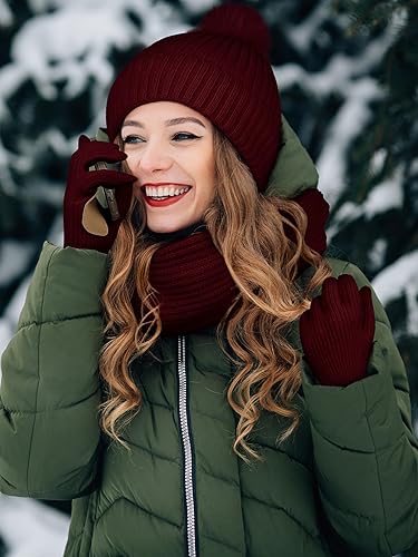 LOROME Conjunto de gorro, bufanda y guantes de invierno para mujer - Quierox - Tienda Online