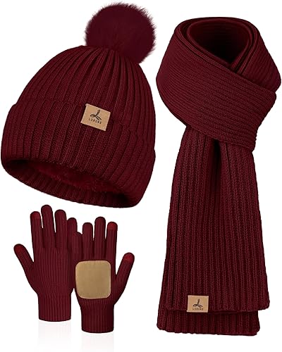 LOROME Conjunto de gorro, bufanda y guantes de invierno para mujer - Quierox - Tienda Online