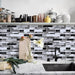 Loseta en muro adhesiva de color blanco y negro para cocina, papel tapiz removible de 11.8 x 78.7 - Quierox - Tienda Online