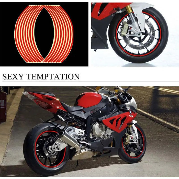 Lote de 16 pegatinas reflectantes para llantas de motocicleta - Quierox - Tienda Online
