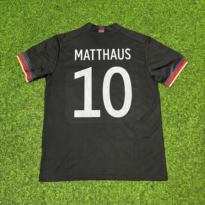 Camiseta Retro Negra de Fútbol Lothar Matthaus #10 Alemania Edición Paraíso