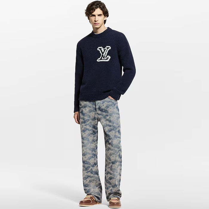 Suéter de cuello redondo estampada