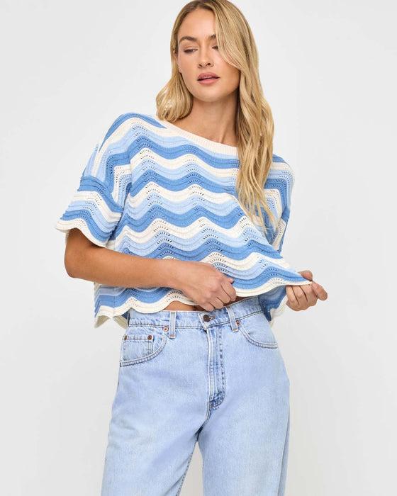 L*Space Make Waves Suéter para mujer, top de punto con dobladillo festoneado - Quierox - Tienda Online