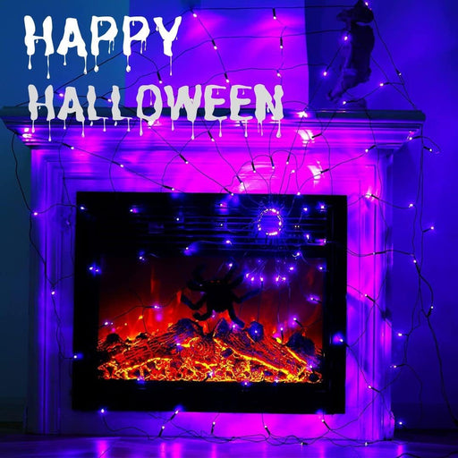 Luces de telaraña para decoración de Halloween, 4 pies de diámetro, 70 luces LED con araña negra - Quierox - Tienda Online