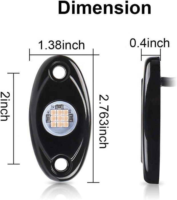 Luces LED amarillas de roca, 4 cápsulas de neón de 12 V, resistente al agua - Quierox - Tienda Online