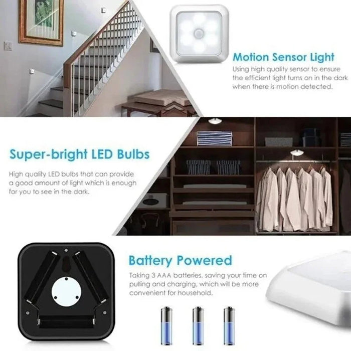 Luces nocturnas con sensor de movimiento a batería para escaleras interiores, luz LED inalámbrica - Quierox - Tienda Online