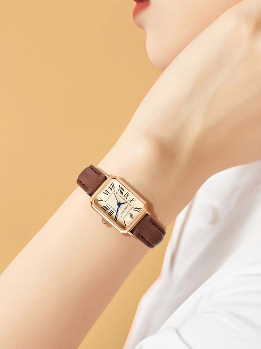 LUCKYFOX Reloj de Cuarzo Vintage Cuadrado de Cuero PU para Mujer - Quierox - Tienda Online