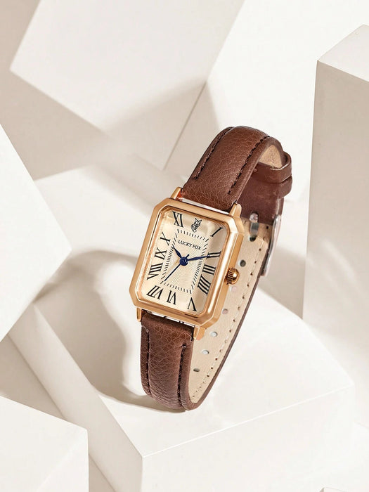 LUCKYFOX Reloj de Cuarzo Vintage Cuadrado de Cuero PU para Mujer - Quierox - Tienda Online