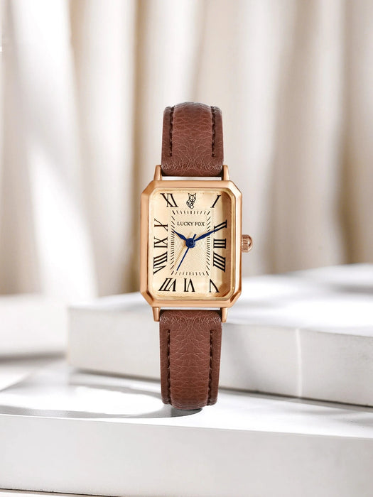 LUCKYFOX Reloj de Cuarzo Vintage Cuadrado de Cuero PU para Mujer - Quierox - Tienda Online