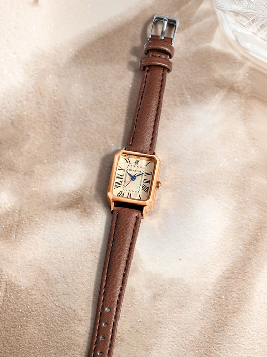 LUCKYFOX Reloj de Cuarzo Vintage Cuadrado de Cuero PU para Mujer - Quierox - Tienda Online