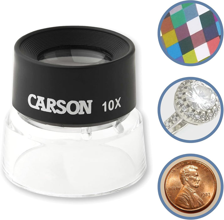 Lupa con soporte Carson LumiLoupe 10X (LL - 10), negra/transparente - Quierox - Tienda Online