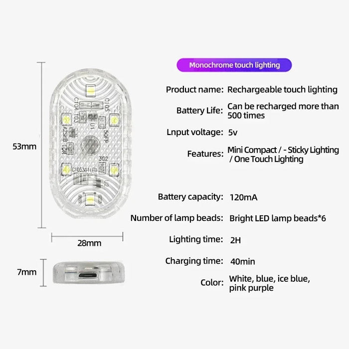 Luz LED inalámbricas para interior de coche, LED para interior de coche, recargable por USB - Quierox - Tienda Online