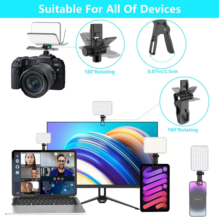 Luz para selfie, 60 LED de 2200 mAh recargable para teléfono celular, 7 modos - Quierox - Tienda Online