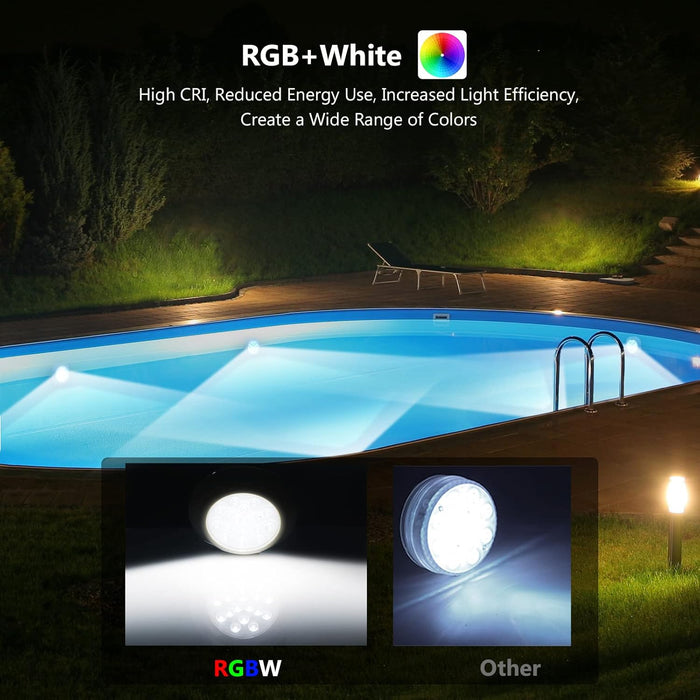 LyLmLe - Luces LED recargables para piscina, RGBW IP68, impermeables, con control - Quierox - Tienda Online