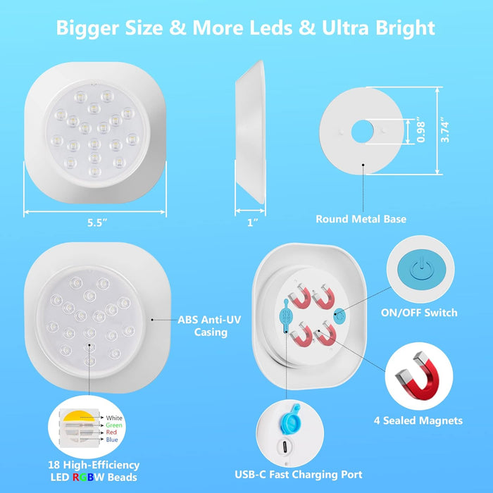LyLmLe - Luces LED recargables para piscina, RGBW IP68, impermeables, con control - Quierox - Tienda Online