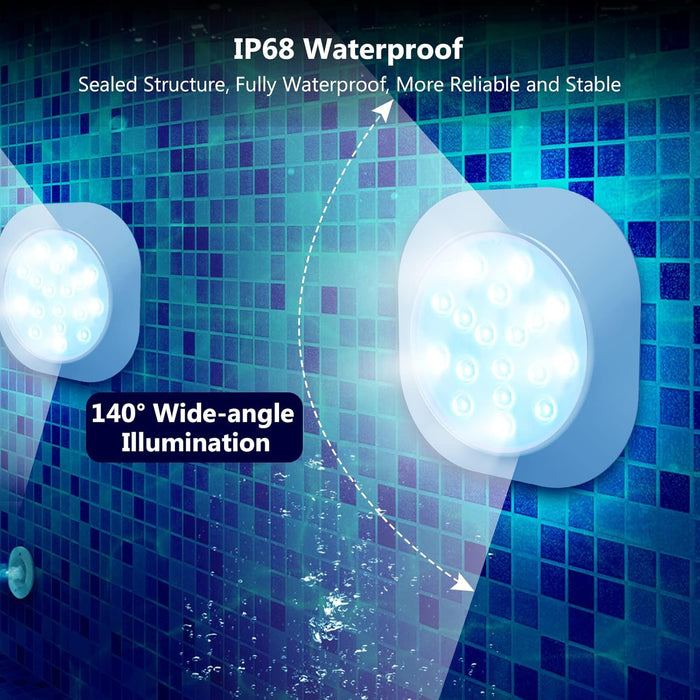 LyLmLe - Luces LED recargables para piscina, RGBW IP68, impermeables, con control - Quierox - Tienda Online