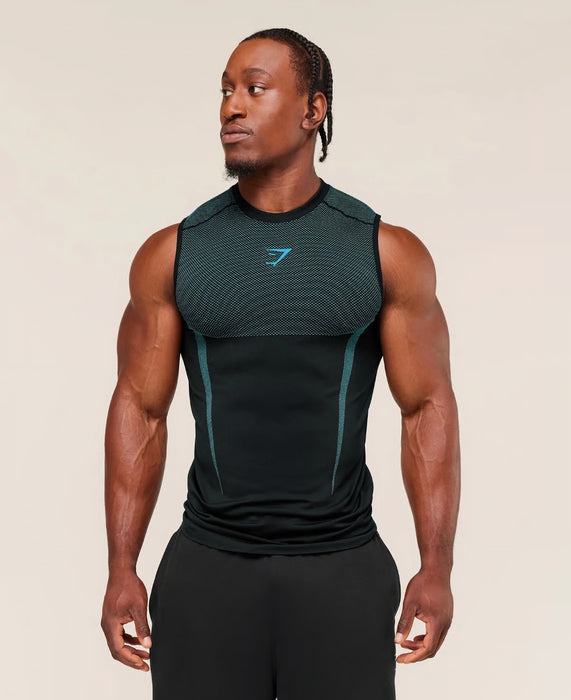Camiseta sin mangas Gymshark Onyx 5.0 Muscle Fit negro/Azul