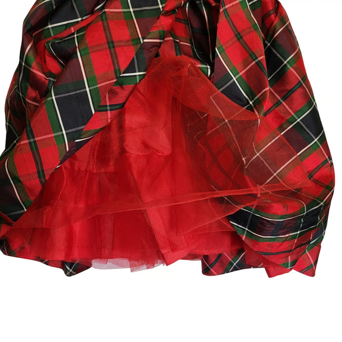 Janie & Jack Vestido de fiesta de seda sin mangas a cuadros