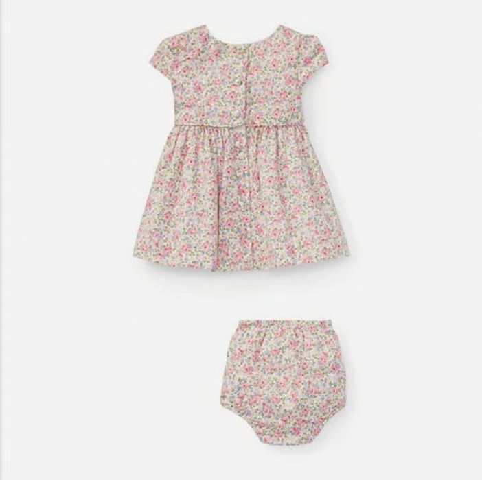 Ralph Lauren Vestido de verano con mangas abullonadas color crema