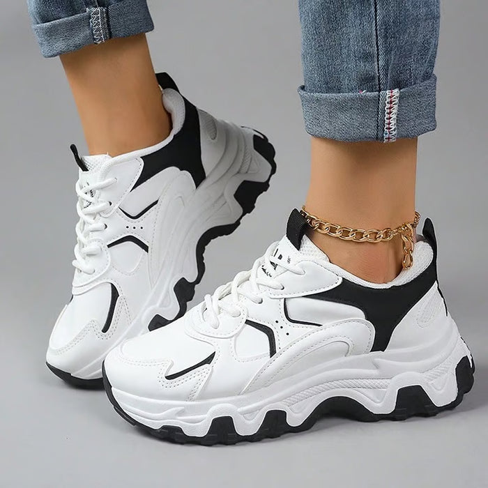 Zapatillas bajas con cordones y bloques de color, ligeras y versátiles