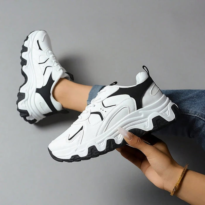 Zapatillas bajas con cordones y bloques de color, ligeras y versátiles