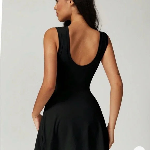 Vestido de tenis para mujer, sin mangas, con falda cruzada