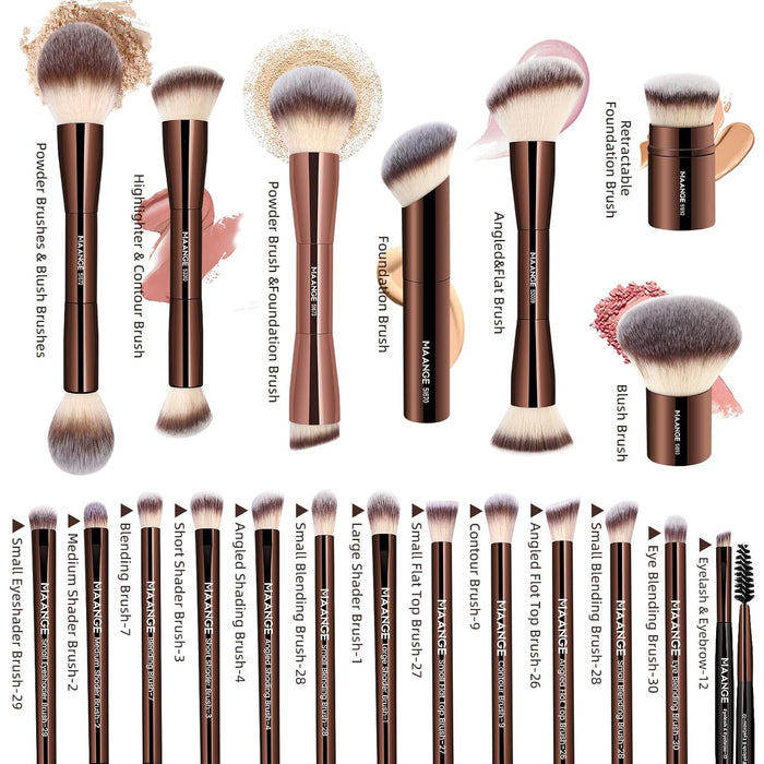 MAANGE 20pcs de brochas de maquillaje , multifuncionales de doble punta. - Quierox - Tienda Online