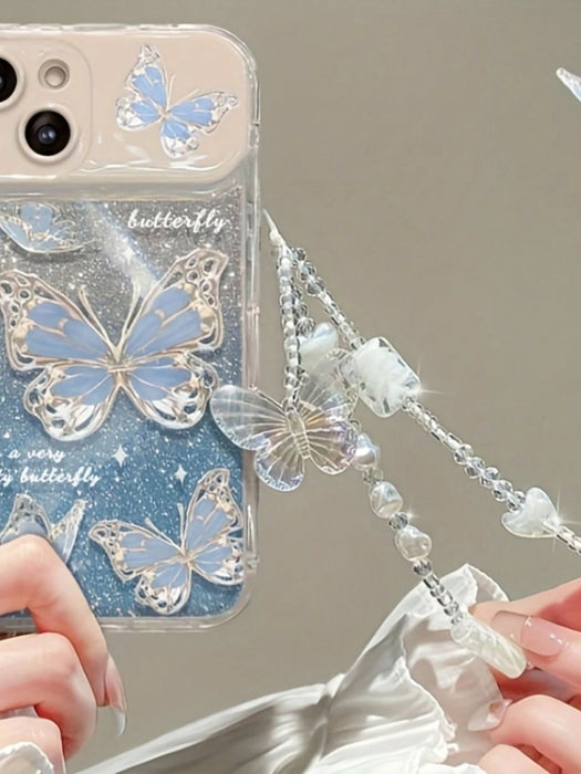 Funda para celular de lindo colgante de mariposa con forma de corazón en espiral