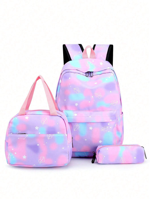 SHEIN Conjunto de mochila 3 en 1 con estampado de cielo estrellado para niños