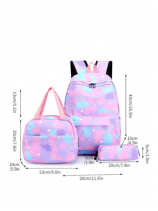 SHEIN Conjunto de mochila 3 en 1 con estampado de cielo estrellado para niños