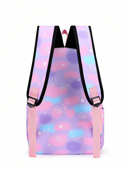 SHEIN Conjunto de mochila 3 en 1 con estampado de cielo estrellado para niños