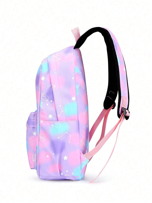 SHEIN Conjunto de mochila 3 en 1 con estampado de cielo estrellado para niños