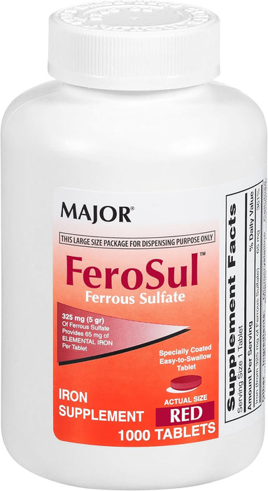 Major FEROSUL 5GR FC TABS Rojo Sulfato Ferroso - 325 MG Rojo 1000 comprimidos UPC - Quierox - Tienda Online