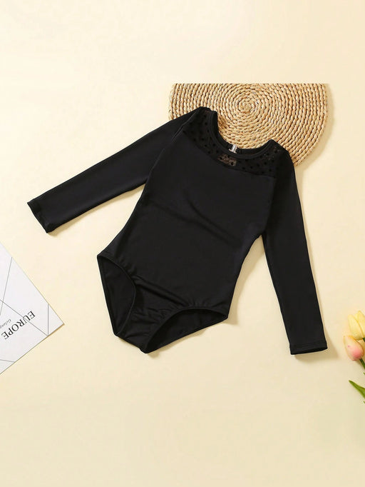 Malla de ballet con empalme de malla y mangas largas para niñas pequeñas - Quierox - Tienda Online