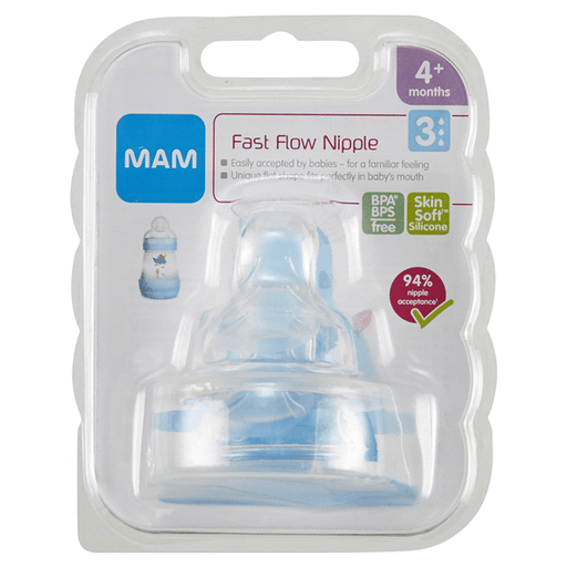 MAM Fast Flow Tetinas para biberón Etapa 3, 4+ meses, paquete de 2 - Quierox - Tienda Online