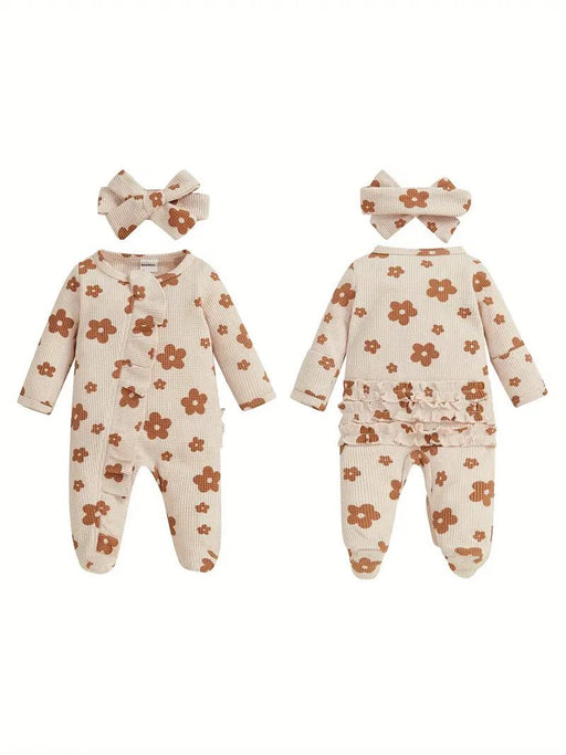Mameluco de punto gofre con estampado floral y cremallera - Quierox - Tienda Online